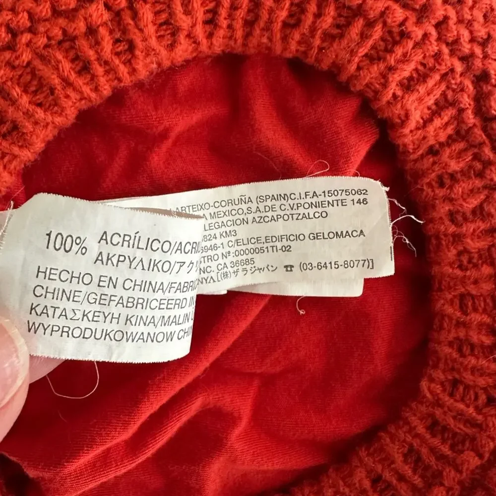 Zara Kids Girls French Beret Knit Fall Rust Orange Hat Rosettes Madeline